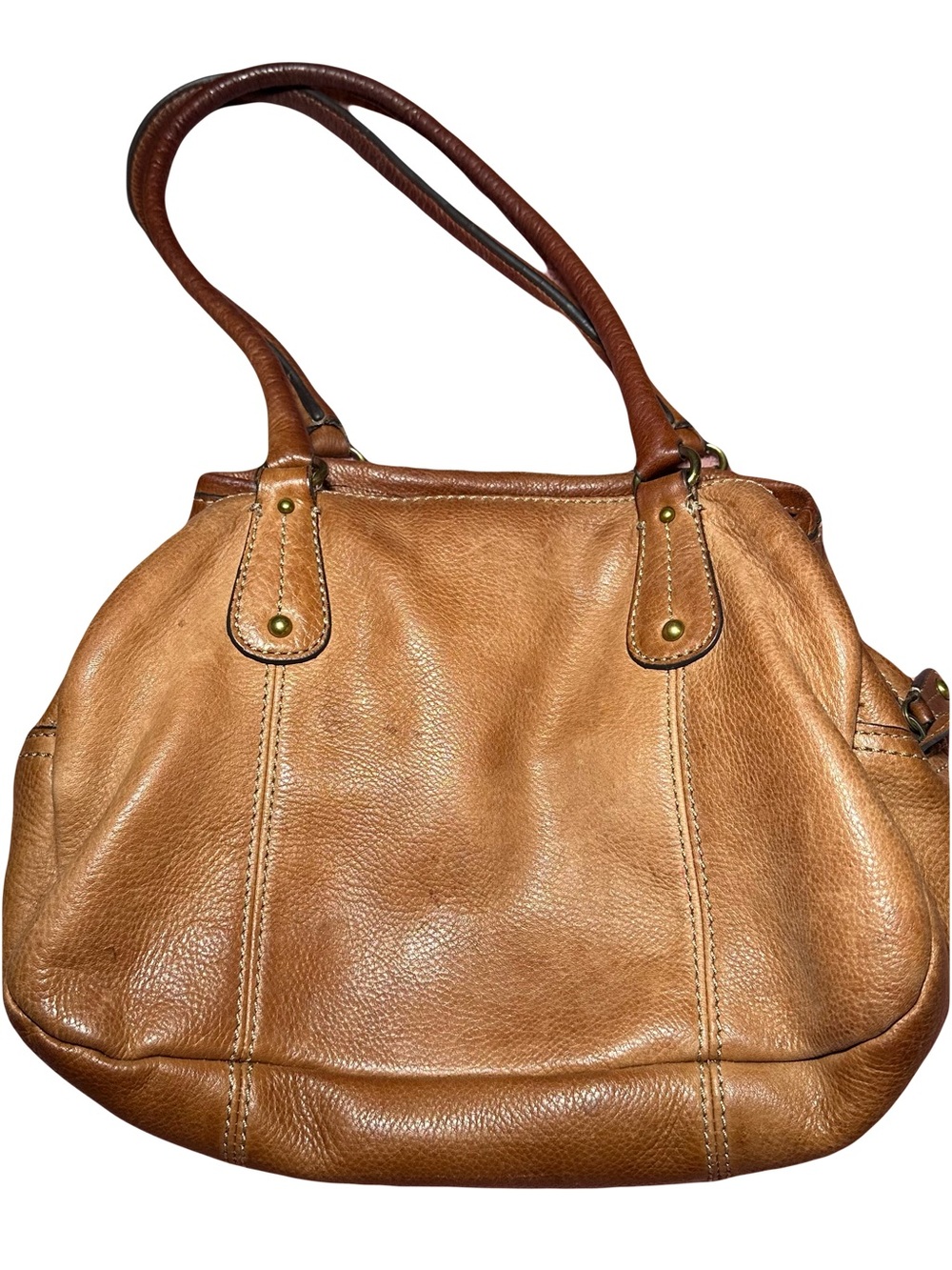 Fossil Two-Tone Tan Leather Shoulder Bag